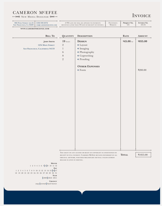 Cameron McEfee invoice