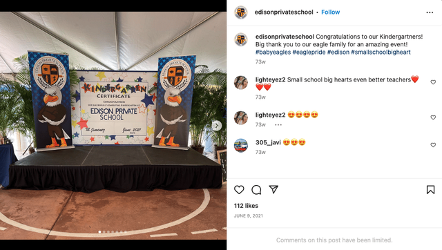 Regpack screenshot: Edison Private School Instagram