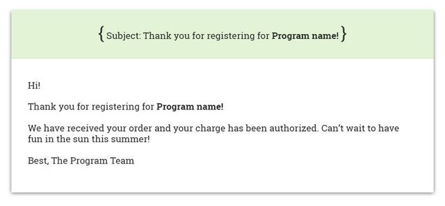 The email below is not a good example for confirming payment with the applicant - they'll have so many questions for you!