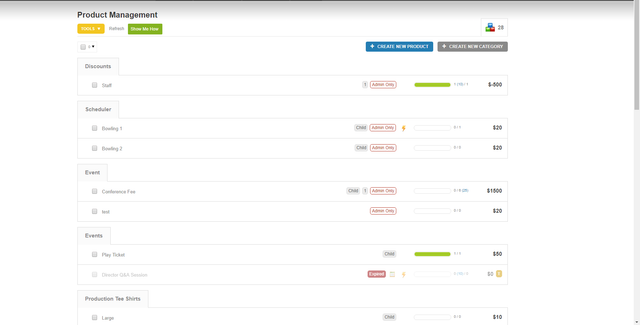 registration software sales products