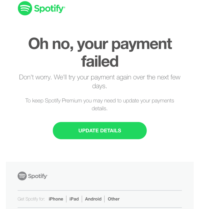 Spotify Dunning Emails