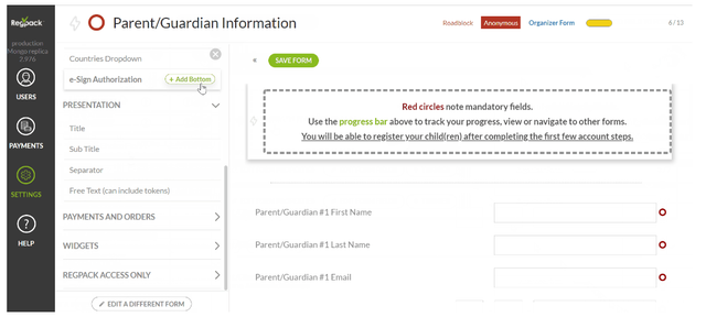 Regpack Parent Guardian Information