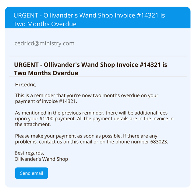 sample of "invoice two months overdue" email