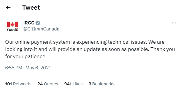 IRCC Tweet