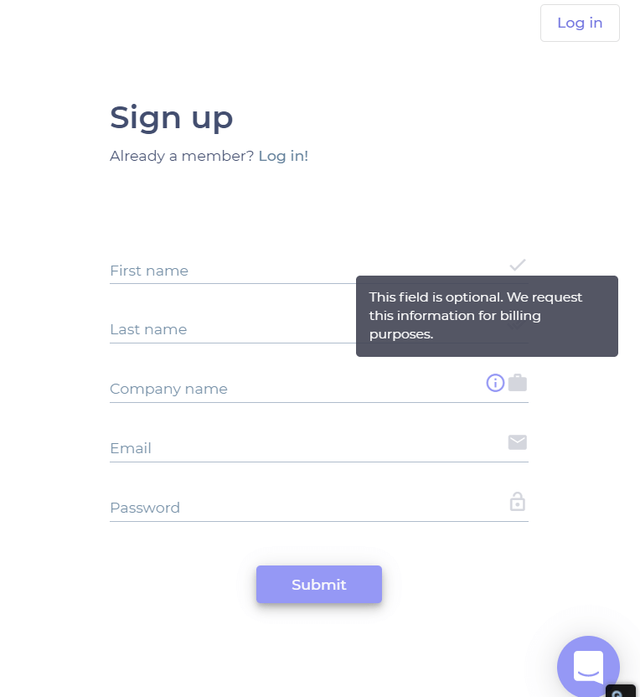 Required Fields In Sign Up Form