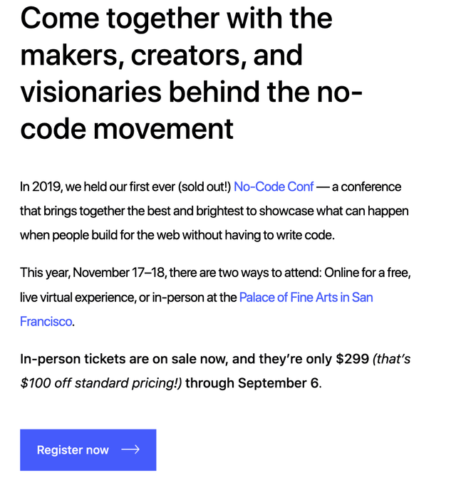 Email For A Conference About No Code Technology