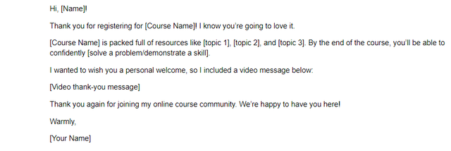 Email Template Online Course