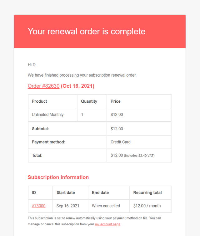 Subscription Renewal