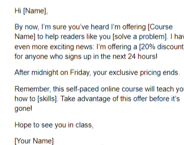 Email Template Online Course