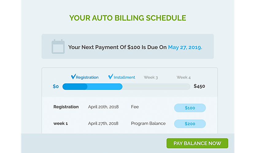 regpack automated billing schedule reminder