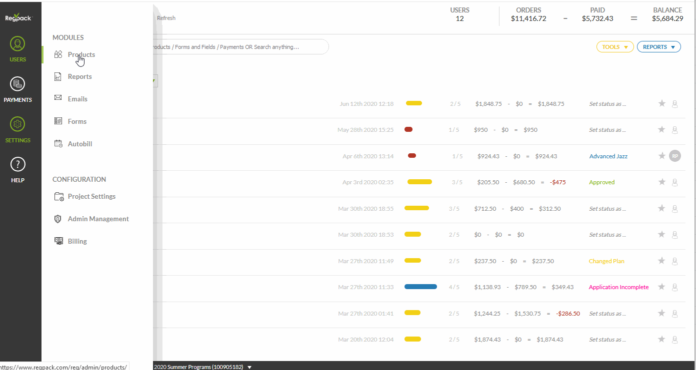 product sales report