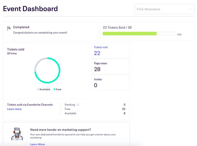 Regpack screenshot: Eventbrite