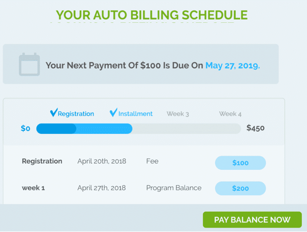 Regpack Auto Billing Schedule