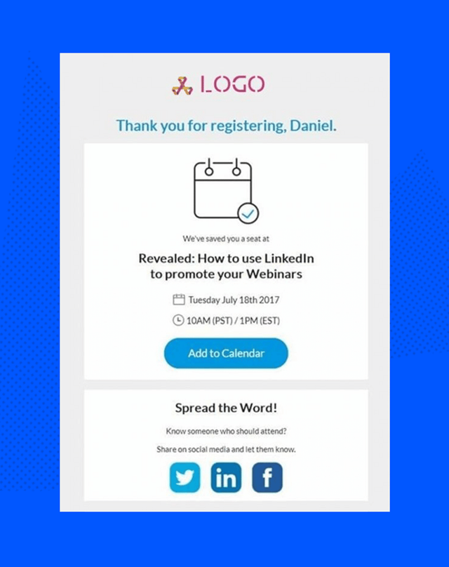 Illustration from Examples of Great Event Confirmation Emails to Inspire You for Writing Copy