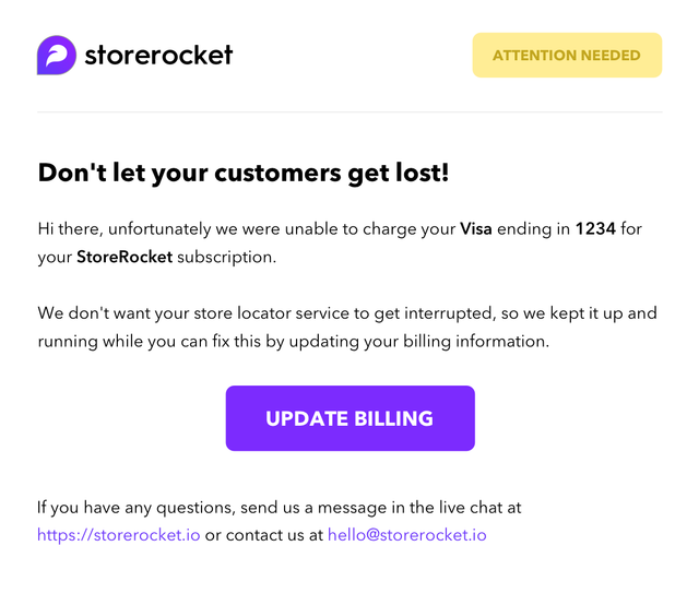 storerocket failed payment