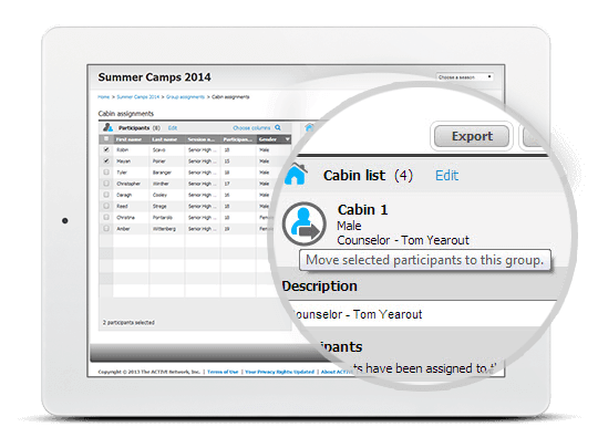 This is a screenshot of Active Network's online registration software