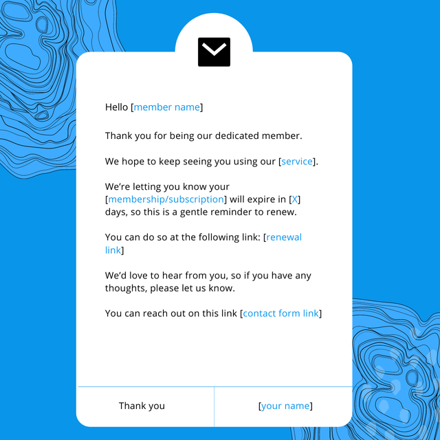 Email Reminder for a membership renewal