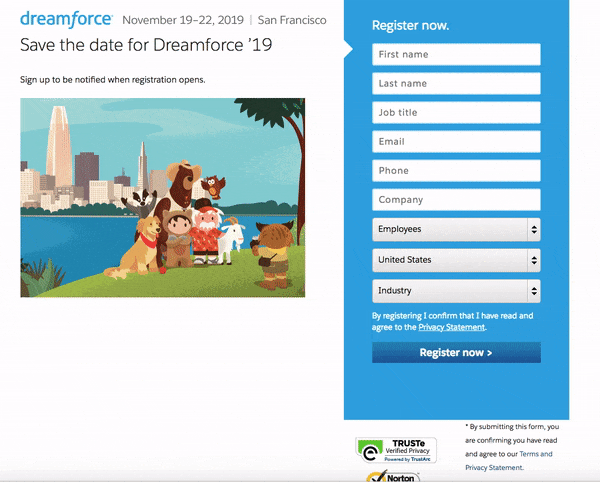 Regpack screenshot: Dreamforce Registration