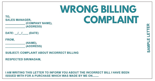 Wrong Billing Complaint Sample Letter