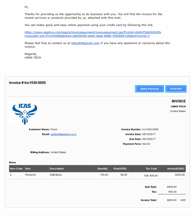 Lmns Tech Invoice