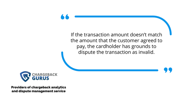 Incorrect Transaction Amount Quote