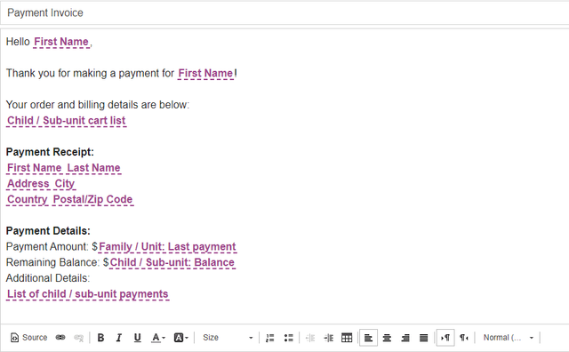 Regpack Payment Invoice