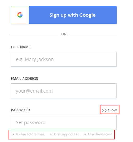 Password Requirements In Signup