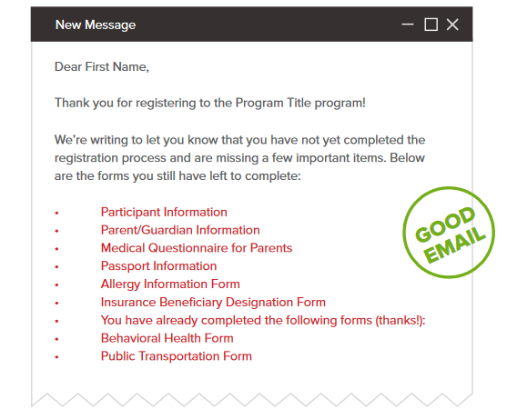 Friendly Reminder Email Example