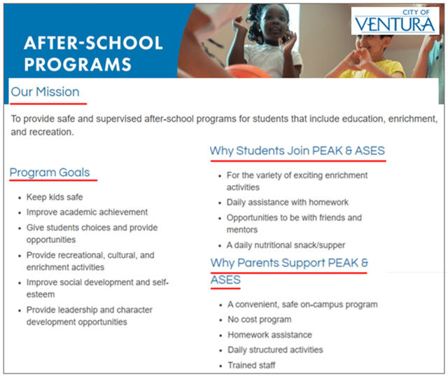 After School Programs City Of Ventura
