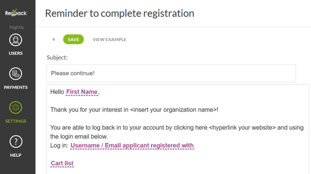 Regpack Registration