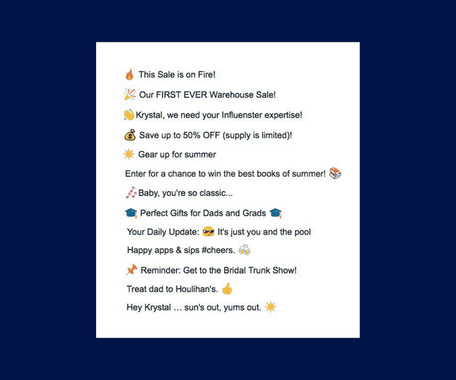 Examples of email headlines