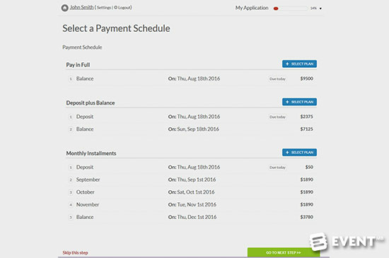 Regpack Payment Schedule