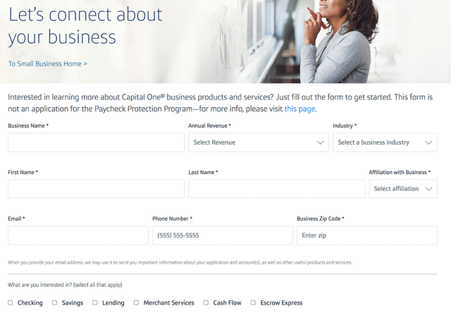 Regpack screenshot: Capital One Bank Form