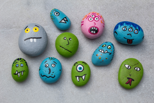 Rock craft example: painted rock faces