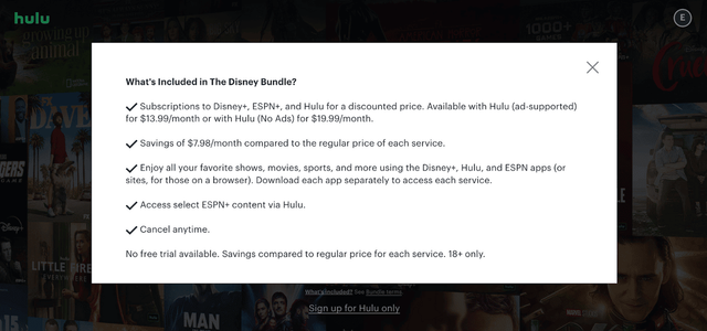 Regpack screenshot: Hulu Disney Bundle