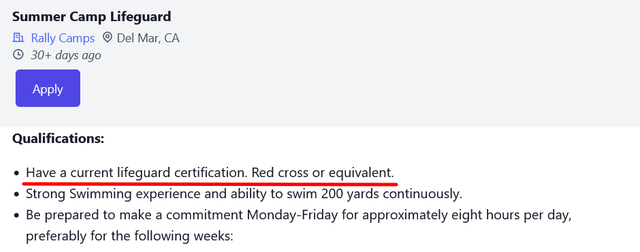 Summer Camp Lifeguard
