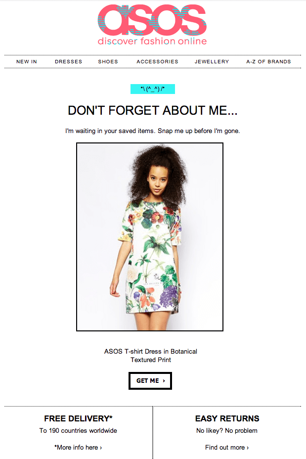 Asos Abandoned Cart Email