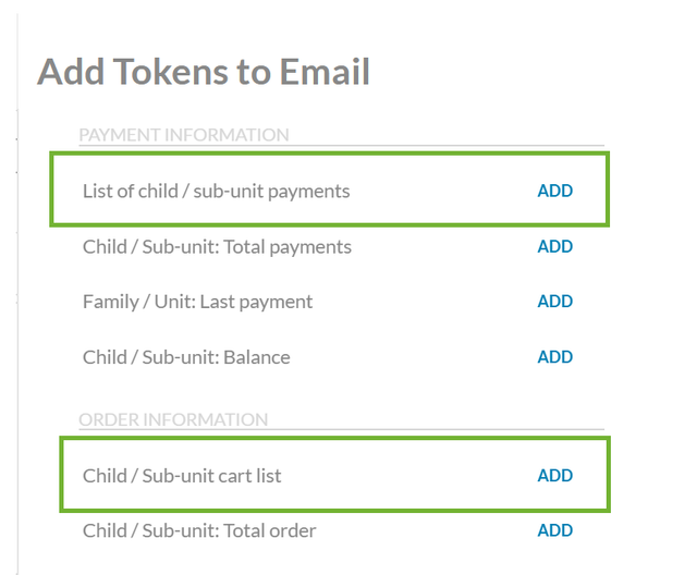 Add Tokens To Email