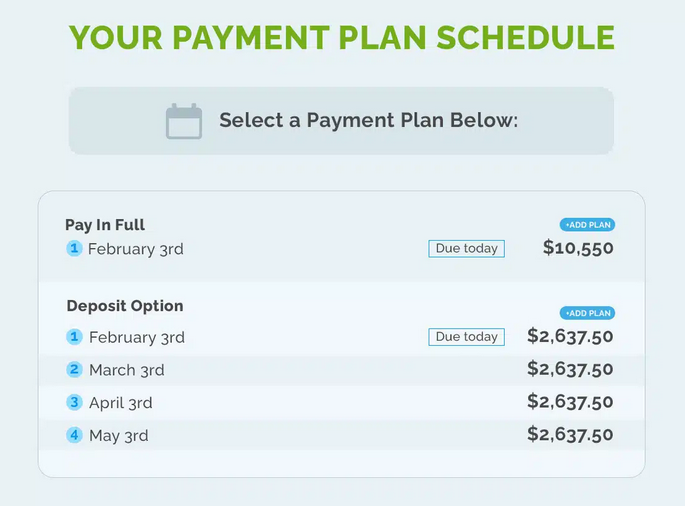 Payment Plan Schedule Regpack