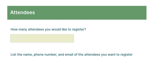 Regpack screenshot: Attendees