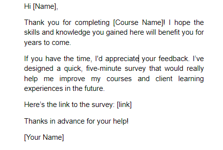 Email Template Online Course