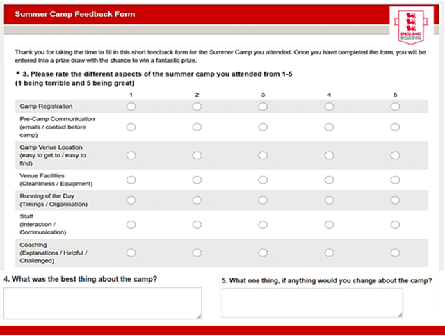 Summer Camp Feedback Form