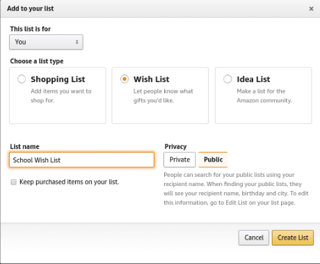 Public Wishlist With Amazon