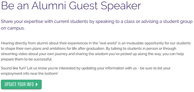 California Lutheran University Has A Page On Its Website Where Alumni Can Sign Up To Be Guest Speakers