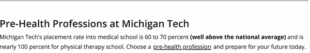 Pre Health Professions At Michigan Tech