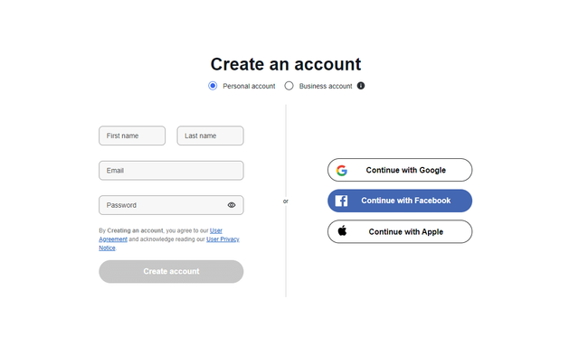 Regpack screenshot: EBay Account Creating