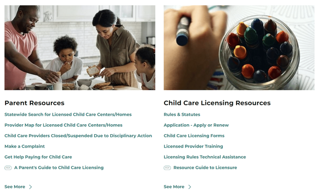 Parent Resources Vs. Child Care Licensing Resources