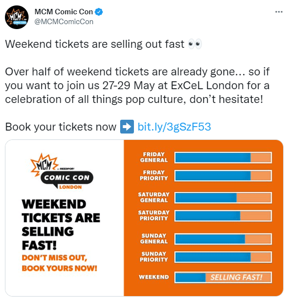 Comic Con Tweet About Tickets Selling Out Fast