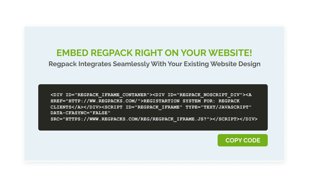 Embed Regpack Right On Your Website