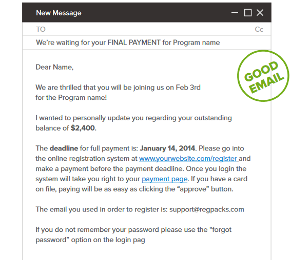Example Of A Great Email Regpack